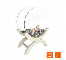 Биокамин напольный SteelHeat WOOD 400 молочный