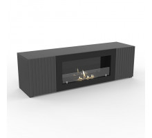 Тумба под ТВ с биокамином SteelHeat LIVORNO IMPULSE 140 см (корпус графит / фасады гротто гранит)